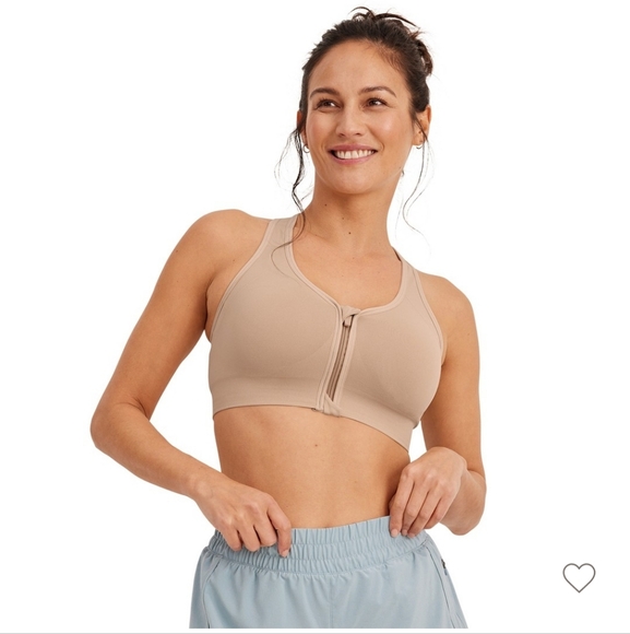 NWT Jockey women Seamfree mid impact zip front sports bra Size medium - Picture 1 of 11